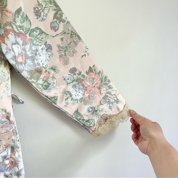 Vintage Victoria’s Secret Gold Label Satin Floral Lace‎ Midi Robe Pink Medium - Picture 9 of 13